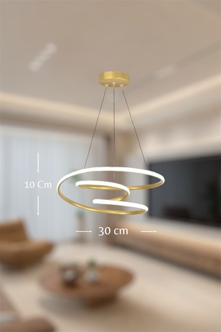 Ey Shop Space Model 3 Renk Kumandalı Beyaz&sarı&günışığı Led Avize Eskitme Gold