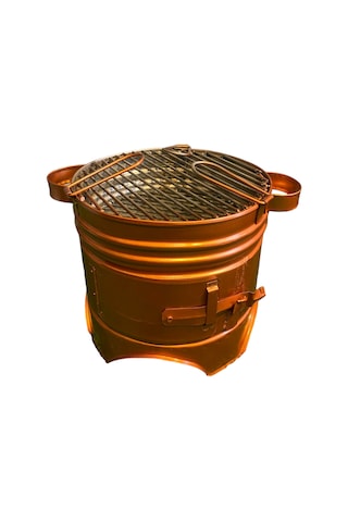 26 Cm Yemek Ayaklı Tek Kapaklı Yuvarlak Mangal Bakır