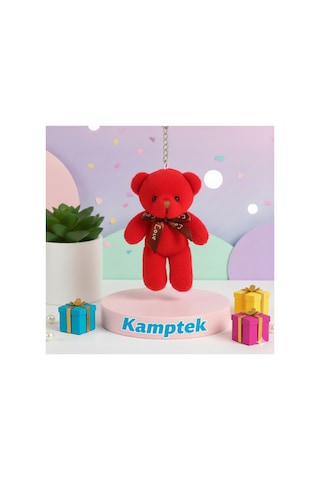 Peluş Tasarım Anahtarlık Aksesuar Ayıcık Hediyelik Anahtarlık Kırmızı Kırmızı
