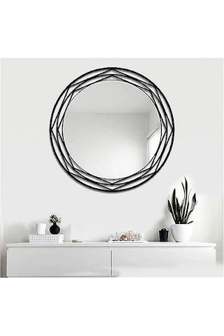 Favdecor Modern Metal Dekoratif Duvar Aynası Siyah