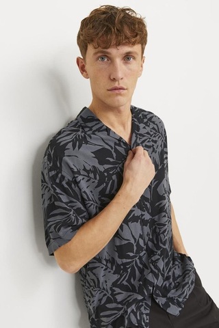 Jack & Jones Jack&jones Jjguru Monochrome Aop Resort Shırt Ss12249210 Siyah-2 001