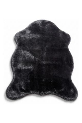 Merplush Peluş Post Halı 120x150 Cm Süet Taban Yumuşak Kürk Görünümlü Yatak Odası Halısı Siyah