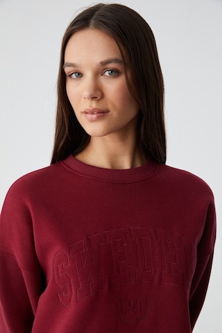 Grimelange RICENNI Kadın Bisiklet Yaka Oversize Bordo Sweatshirt