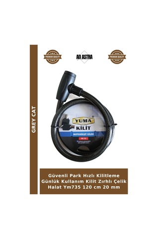 Güvenli Park Hızlı Kilitleme Günlük Kullanım Kilit Zırhlı Çelik Halat Ym735 120 Cm 20 Mm