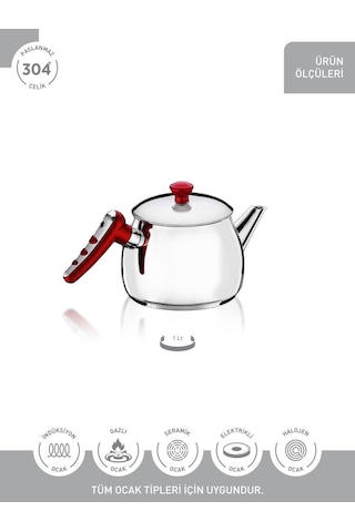 Hascevher Apple 1,0 Lt Mini Boy Çelik Kapaklı Demlik