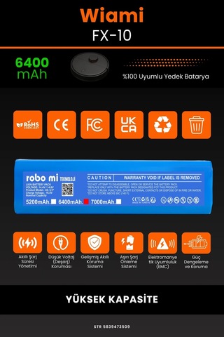 Wiami Fx 10 6400mAh Robot Süpürge Bataryası
