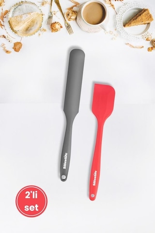 2 Li Pasta Spatula Seti, Silikon Yanmaz Yapışmaz Spatula Ve Çikolata Krema Reçel Sıvama Bıçağı Seti Renkli