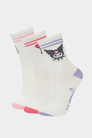 DeFacto Kız Çocuk Hello Kitty 3'lü Pamuklu Uzun Çorap F6704A8NSKR1