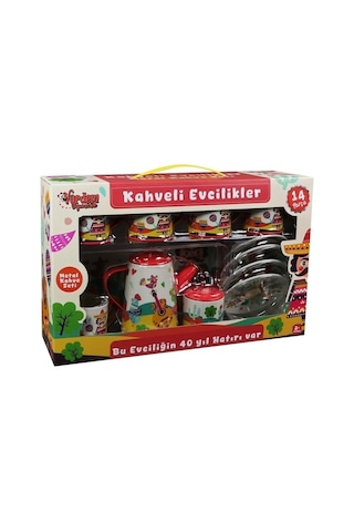 14 Parça Desenli Metal Çay Kahve Seti Diğer