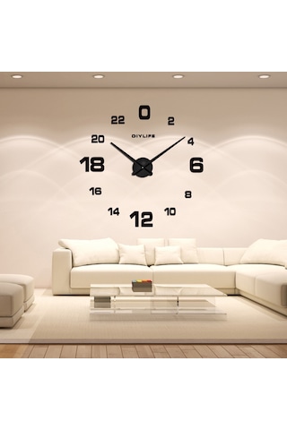 Lemestar Siyah Akrilik Dıy Duvar Saati - Yaratıcı Ev Dekorasyonu, Ayna Efekti, Kolay Montajlı, Ev Odaları İçin Modern Zamanlayıcı Siyah