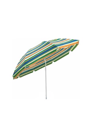 Turuncu-yeşil Çizgili 170 Cm Ayarlanabilir Polyester Ekose Kumaş Plaj Şemsiyesi