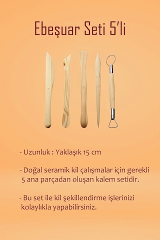 Beyaz Seramik Hamuru 3 Kg Çift Taraflı A3 Kesim Matı Kretuar Seti Ebeşuar Seti 6x15 Ml Akrilik Seti