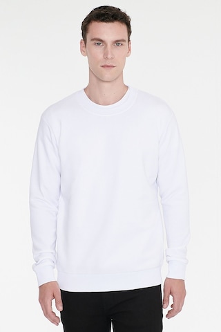 AC&Co / Altınyıldız Classics Erkek Beyaz Standart Fit Normal Kesim İçi Polarlı Bisiklet Yaka Sweatshirt Beyaz