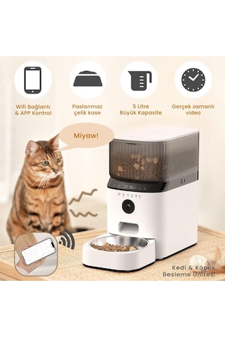 Petfit Autodine X 5l Wi-fi Kameralı Akıllı Otomatik Kedi Köpek Mama Kabı Besleme Ünitesi Sesli Komut+çelik Kase+app Kontrol