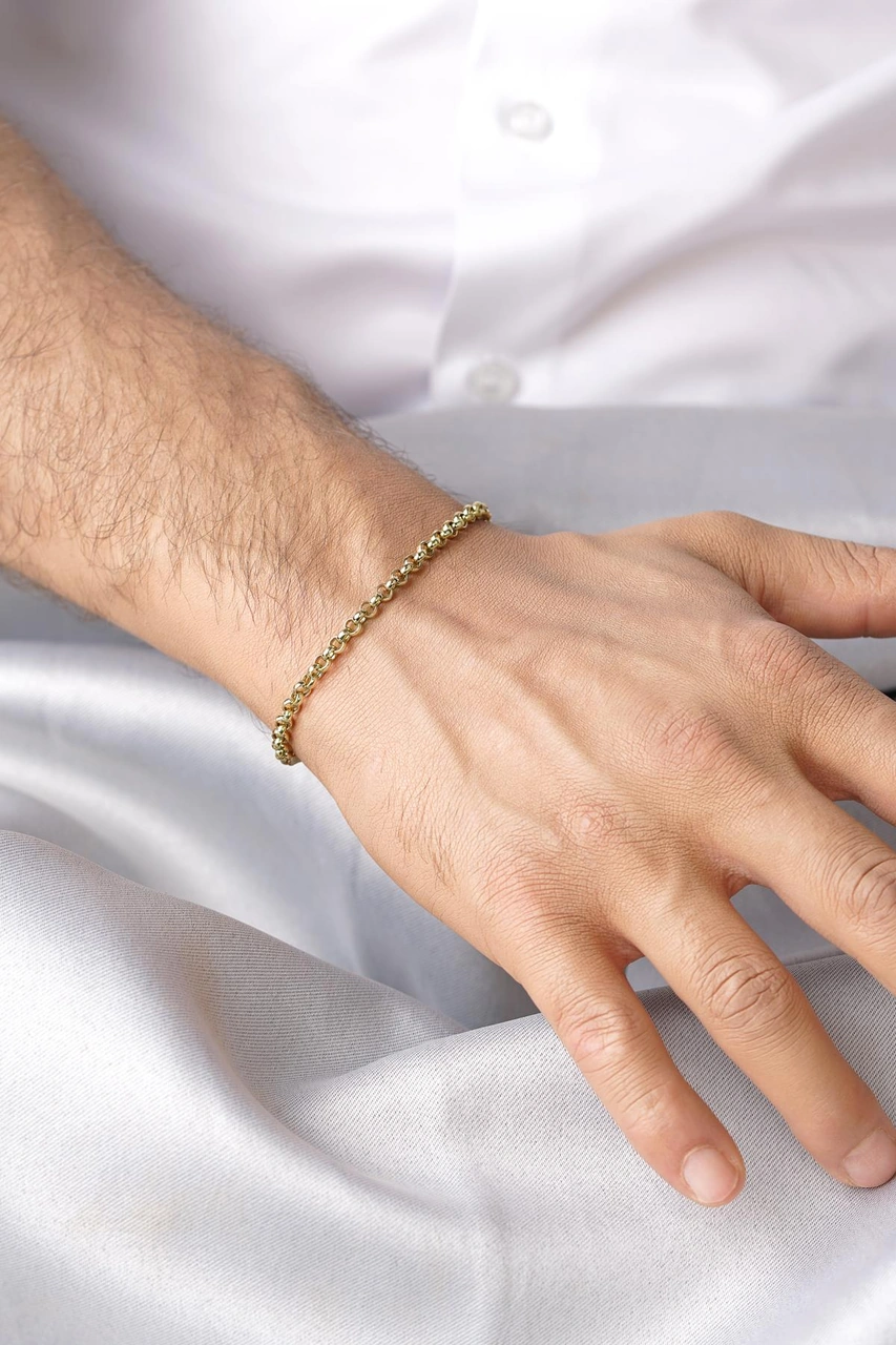 14 Ayar Altın Doch Erkek Bileklik 3.90 Mm Pembe Altın