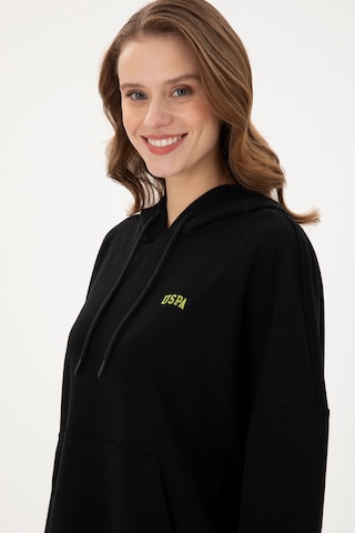 U.S. Polo Assn. Kadın Siyah Kapüşonlu Basic Sweatshirt 50297324-VR046