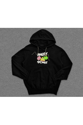 Angry Sponge Sünger Bob Game Sweatshirt Unisex Kapüşonlu Hoodie 001
