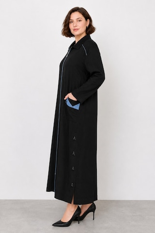 Bihan Store Kadın Polo Yaka Boydan Fermuarlı Uzun Kap Y-25-2526 - Siyah