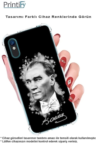 Samsung Galaxy A26 İle Uyumlu Atatürk Baskılı Şeffaf Köşe Korumalı Antişok Kılıf