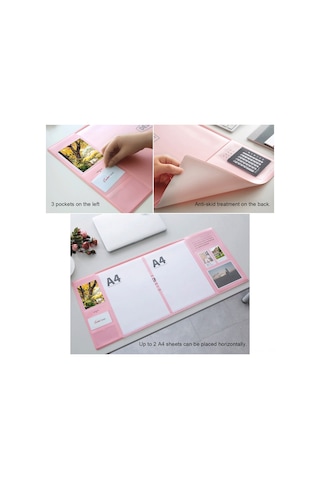 Lemestar Ofis Ve Ev Kullanıma Uygun 70.5x32cm Su Geçirmez Çok Fonksiyonlu Masa Padı - Gri Cüzdan, Takvim Ve Ölçek Özellikleriyle