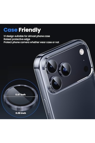 Wsken İphone 17 Pro/iphone 17 Pro Max Kamera Lens Koruyucu İçin - Orijinal Çekimi Koruyun Kırılmaz Ultra Hd 9h Temperli Cam Ekran Metal Halka Kapak, Parmak İzi, Çizilmez, Koyu Mavi