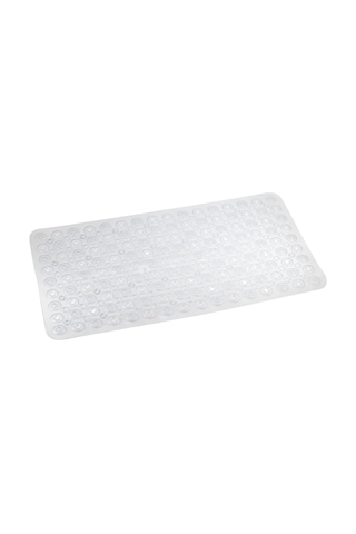 Premium Serisi Banyo - Küvet İçi Kaydırmaz Vantuzlu Oluklu Desenli Diktördgen Paspas 67,5 X 34,5 Cm, Şeffaf Açık Gri