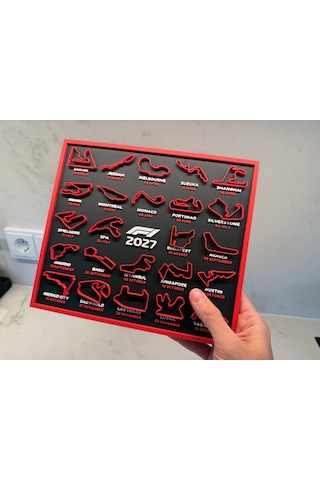 F1 2027 Yarış Pistleri 3d Baskı Ayaklı Dekoratif Masaüstü Tablo