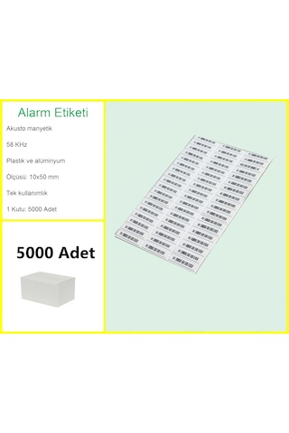 Akusto Manyetik Dr Barkodlu Alarm Etiketi 1 Kutu: 5000'li Kutu