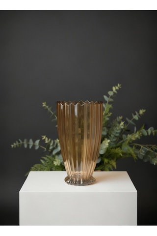Elta Collection 28 Cm Gold Cam Dekoratif Vazo Modern, Şık, Lüks Çiçek Ve Salon Vazosu Gold