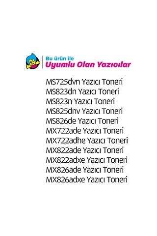 Lexmark Ms725 / 58d5u00 Uyumlu Toner / Ms823 / Ms825 / Ms826 / Mx722 / Mx826 55k