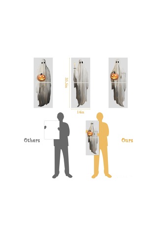 Gajeena Halloween Penceresi Dekorasyon Seti: Büyük Boy Beyaz Hayalet Kabak Işıklı Çift Taraflı Pvc Pencere Sticker - Tekrarlı Kullanımlı Ev Dekoru Beyaz