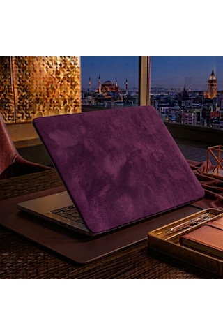 Kendinden Yapışkanlı Alcantara Laptop Kaplama 48x30 Cm Süet Doku Arka Kapak Çizilme Önleyici Koruyucu Skin Mor