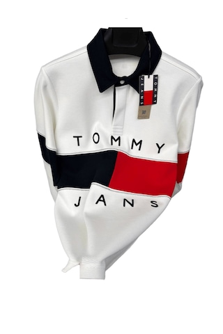 Tommy Jeans Yarım Fermuarlı Dik Yaka Sweatshirt Ekru - Krem