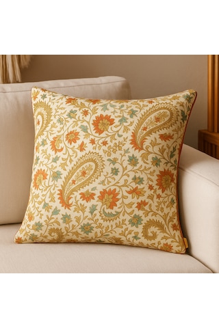 Bohem Etnik Desenli Kırlent Kılıfı Duck Kumaş, Fermuarlı, Dekoratif Yastık 45 x 45