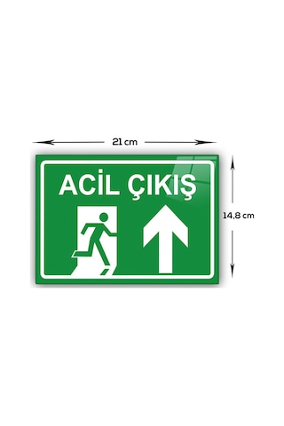 Decorita Cam Yönlendirme Levhası|Acil Çıkış-Kuzey| 14,8cm x 21cm