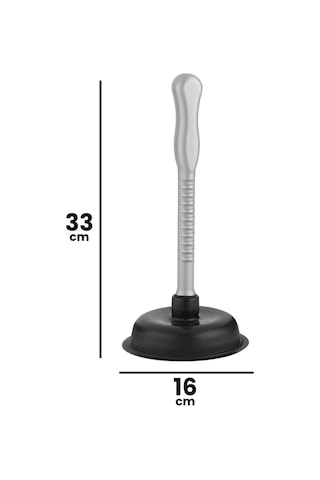 Battal Vantuz Pompa Siyah, Mutfak Banyo Lavabo Küvet Wc Tuvalet Gider Açıcı Büyük El Pompası 16x33cm