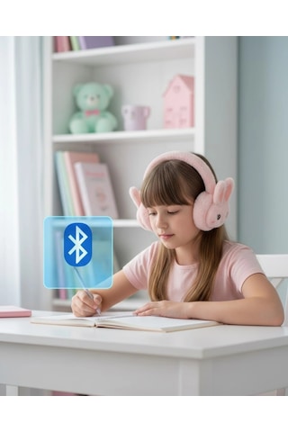 Mey İthalat Şarjlı Tavşan Tasarımlı Kablosuz Bluetooth Kulaklık Stereo Ses Ve Hafıza Kart Destekli