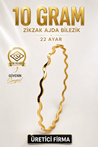 22 Ayar Tse Belgeli 10 Gram Zikzak Ajda Altın İşçiliksiz Bilezik Gold Nişan Düğün 22 Ayar Tse Belgeli 10 Gram Zikzak Ajda Altın İşçiliksiz Bilezik Gold Nişan Düğün