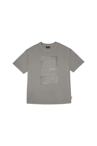 Skinarma Sonar Kısa Kollu Oversize Unisex Bisiklet Yaka Açık Gri Tişört Large