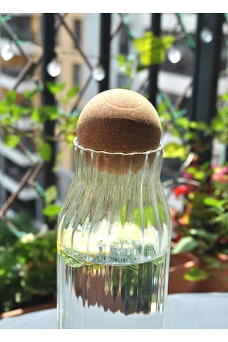 Top Mantar Kapaklı Cam Su Şişesi Sürahi Karaf 1080 Ml- 2 Adet