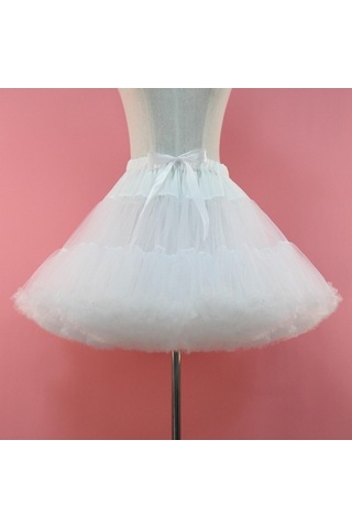 Fastbuy Homyl Kadın Katmanlı Şifon Kombinezon Etek Beyaz, Şık Ve Kabarık Tasarım Beyaz