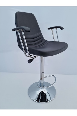 Bintaşmobilya Siyah Deri Rahat Kollu Bar Sandalyesi