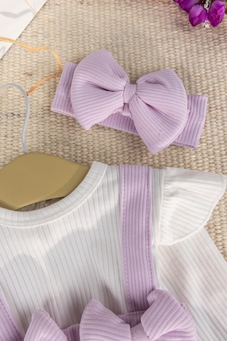 Babymod Bandanalı Fiyonklu Kız Bebek Elbise Tulum LİLA