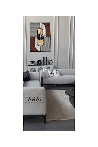 Pisatto 41x58 Dekoratif Asimetrik Tablo Lazer Duvar Saati Çok Renkli