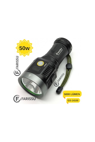 Gold Silver Gs-14100 50w 5000 Lümen Profesyonel Şarjlı El Feneri Siyah