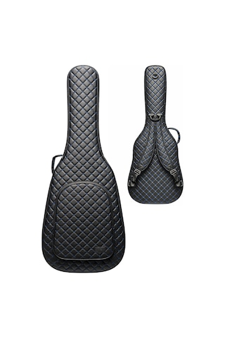 Siyah Profesyonel Gigbag Klasik Gitar Kılıfı-çantası-mavi Kapitoneli Suni Deri