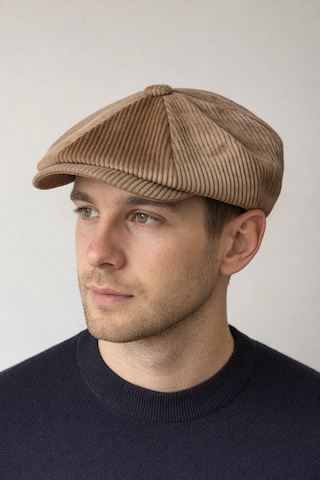 Aida Jewelss Kışlık Kadife Ingiliz Kasket Peaky Blinders Model Erkek Kasket Dökümlü Kadife Kasket Bej