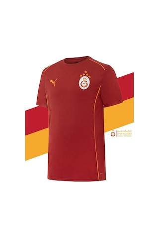 Galatasaray Orijinal Lisanslı Sıfır Yaka Kırmızı Antrenman 5 Yıldızlı T-shirt Gs Aslan Baskılı Hediyelik Ahşap Kutulu Sarı - Kırmızı