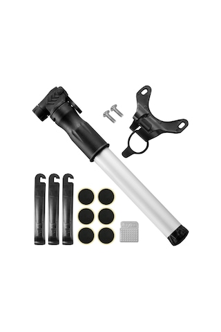 Yaozixa Bisiklet Tamir Seti: Sahoo Mini Portable Hava Pompa + 6 Şeritsi Tamir Yama + Metal Tırpan + 3 Plastik Tyre Lever - Presta/schrader Uyumlu, Hafif Ve Taşınabilir Çok Renkli