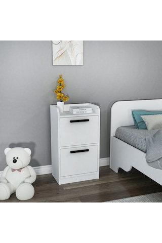 Arnetti Luses 2 Çekmeceli Modern Tasarım Genç Odası Komodin,beyaz